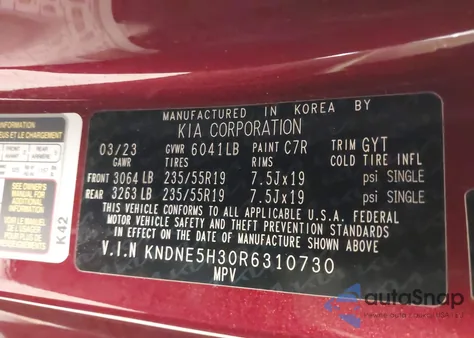 2024 Kia Carnival Mpv Sx Prestige from USA, damaged, VIN KNDNE5H30R6310730